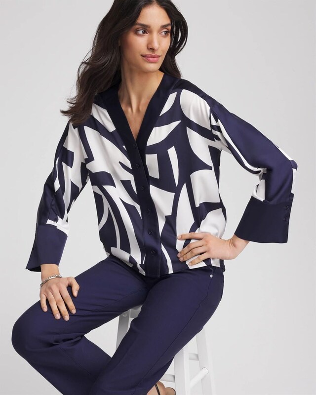 Satin Geo Print Blouse - image 2